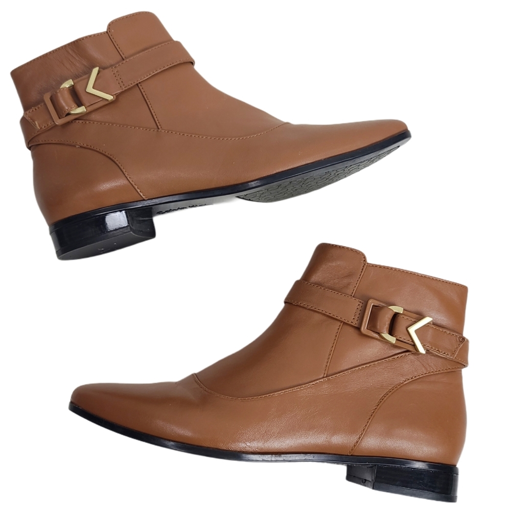 Calvin Klein Farryn Cognac Leather Ankle Boots